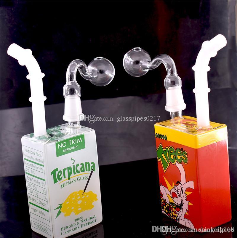 

Hitman Glass Water Pipes Liquid Box Recycler Oil Rigs Bong 14mm Glass beaker bong with 14mm glass oil burner pipe 2pcs