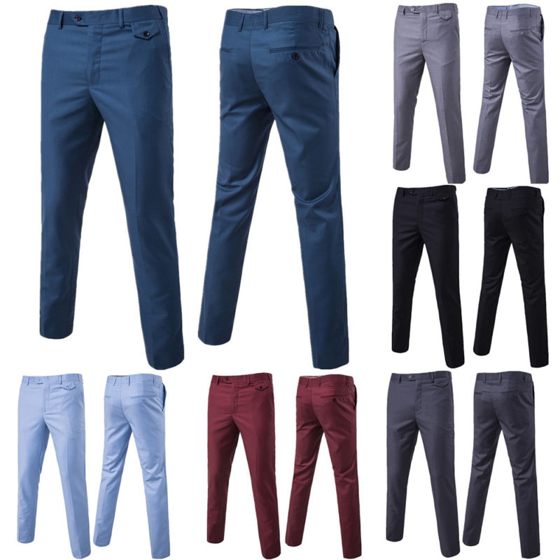 

Men's Formal Business Slim Fit Suit Dress Pants Elastic Casual Long Trousers Plus Size Stretch Business Casual Suit Dress, Black