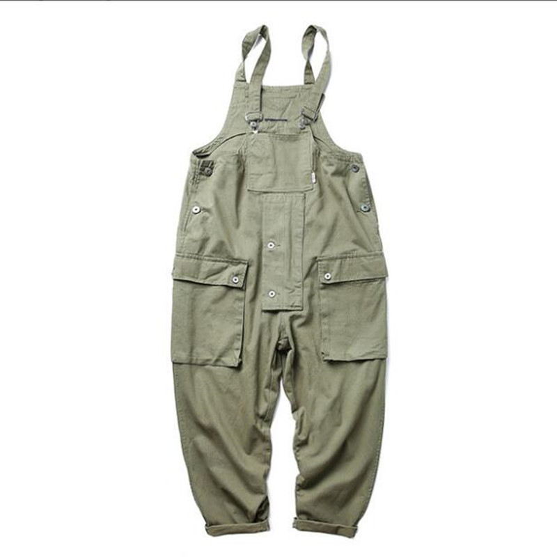

Men Loose Overalls Jumpsuit Mens Jumpsuit Hip Hop Suspender Pants Male Casual Overall Big Pockets Rompers, Black