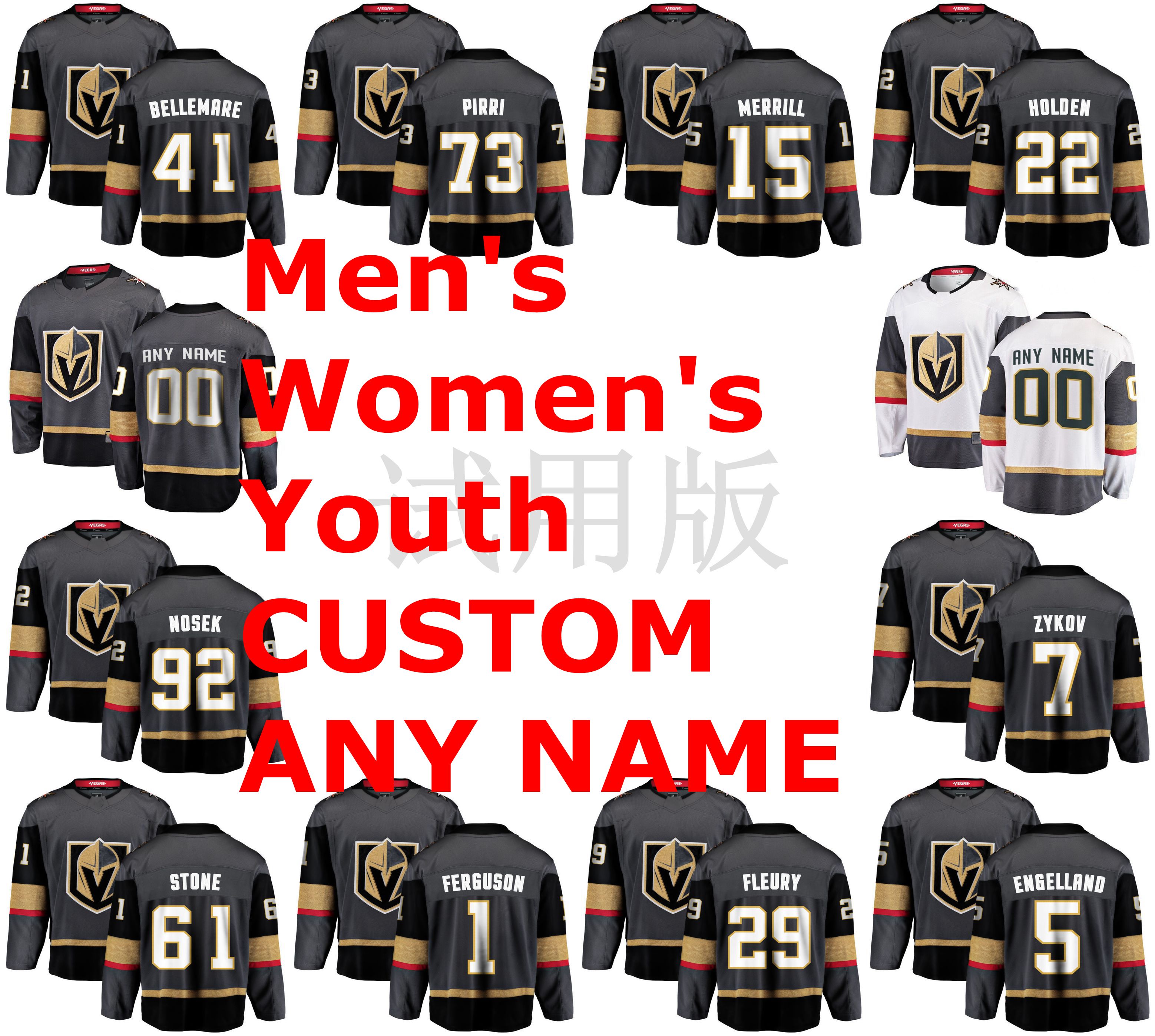 

Vegas Golden Knights Hockey Jerseys Pierre-Edouard Bellemare Jersey Brandon Pirri Jon Merrill Nick Holden Gray White Custom Stitched, Black;red