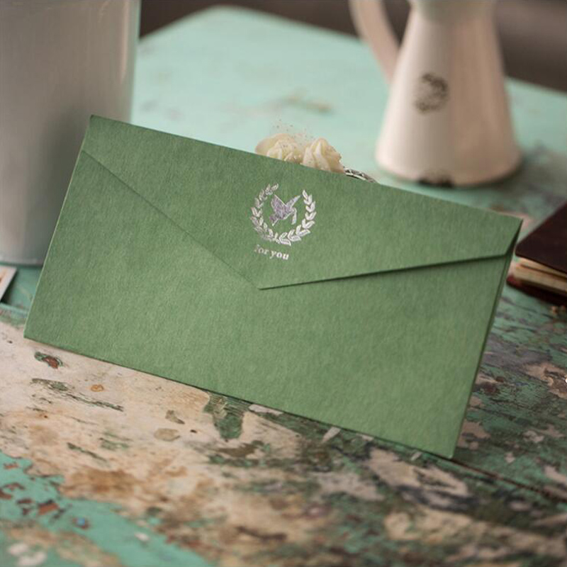 

30 pieces 11*22cm Retro gold stamping envelope business invitation decoration blank No.5 DL envelope thickened Western