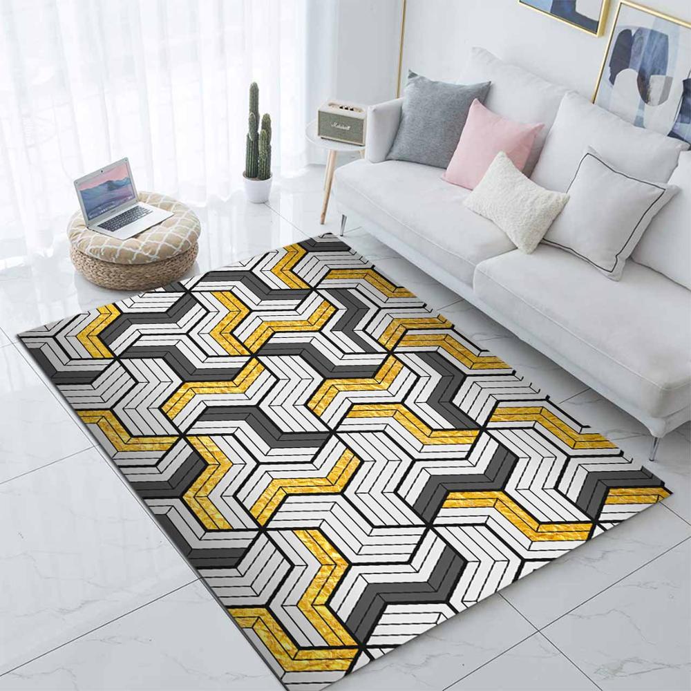 

Else Gray Yellow Geometric :Nordec Scandinavian 3d Print Non Slip Microfiber Living Room Modern Carpet Washable Area Rug Mat, As pic
