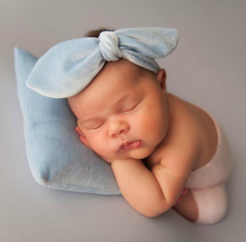 

Velvet Top Knot Bow Headband and Pillow Set Newborn Photography Props-Posing Pillow and Headband FREE SHIPPING, Mix