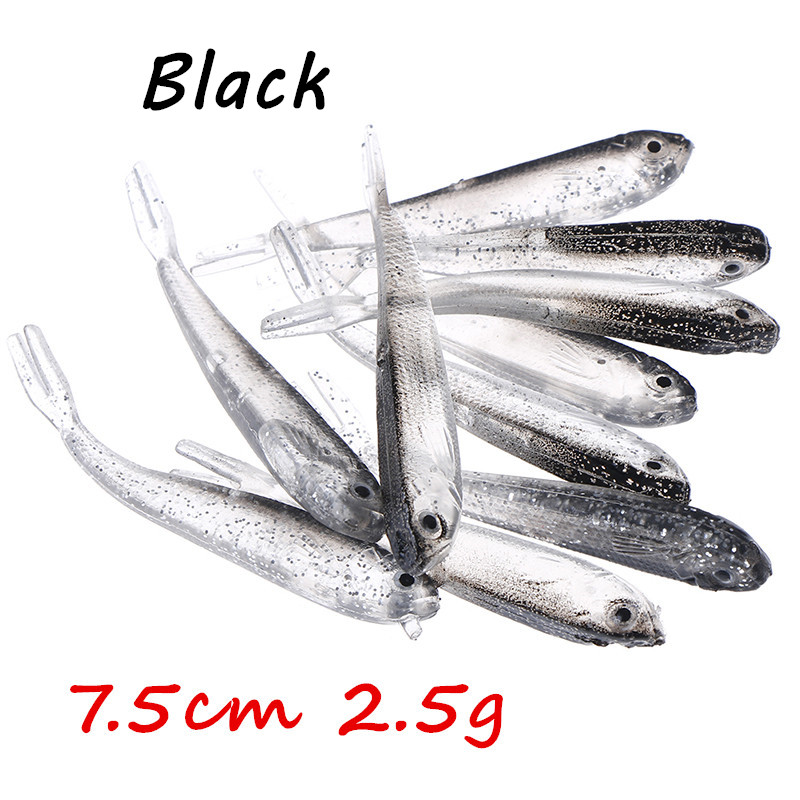 

20pcs/lot 7.5cm 2.5g 3D Eyes Bionic Fish PVC Fishing Lure Soft Baits & Lures Pesca Fishing Tackle Accessories BL_43