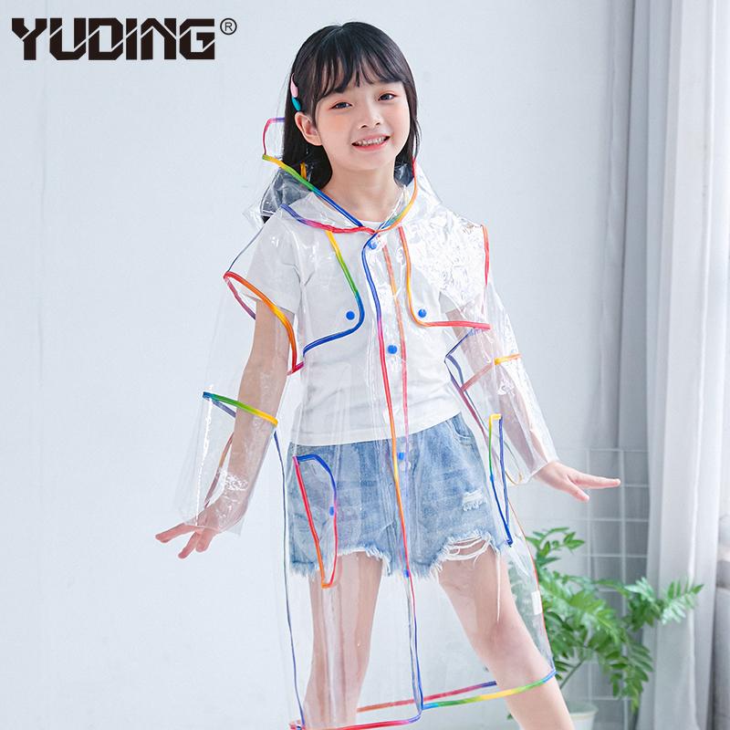 Yuding Children Raincoat Boys Kids Girls Baby Kindergarten Rain Coat Poncho Hooded Hiking Clear Waterproof Transparent Raincoat Bmfwb