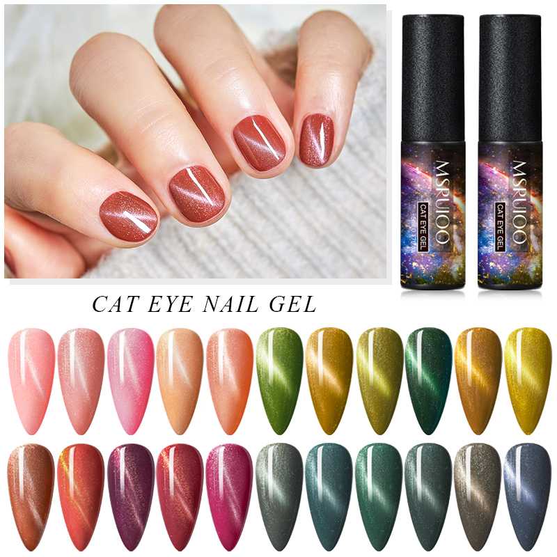 

MSRUIOO Magnet Nail Gel Polish 3D Cat Eye Effect UV Gel Nail polish Soak off 34 Colors Chameleon Magnetic Varnishes Manicure, Hhj88966
