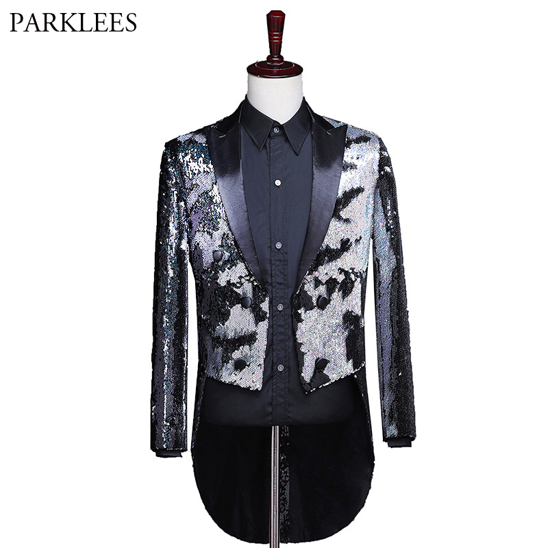 

Long Sequin Blazer Men Black Swallow-tailed Coat Stage Singer Magician Suit Jacket Brand Glitter Tuxedo Blazer DJ Party Costume, Red yellow