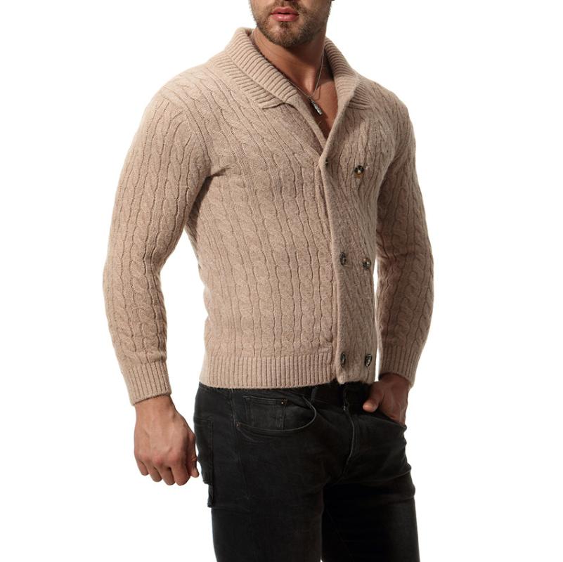 

Slim Men's Sweater Knit Long Solid Color Regular Sweaters for Man, Khaki