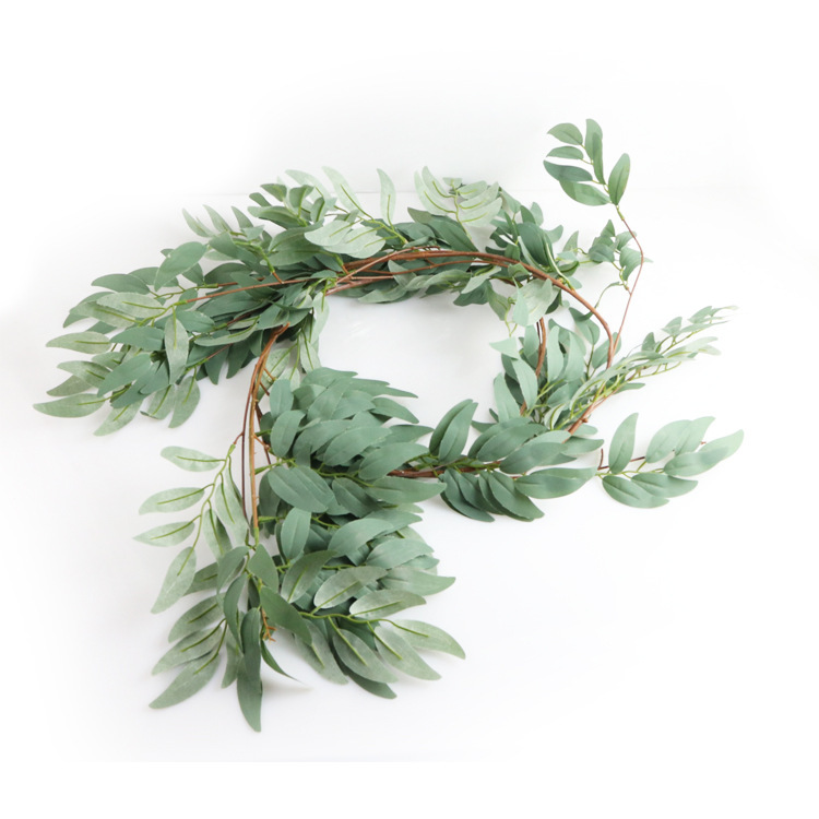 

Artificial Fake Eucalyptus Garland Long Leaf Plants Greenery Foliage Home Decor 2M Artificial Plants Silk Cloth Willow Rattan