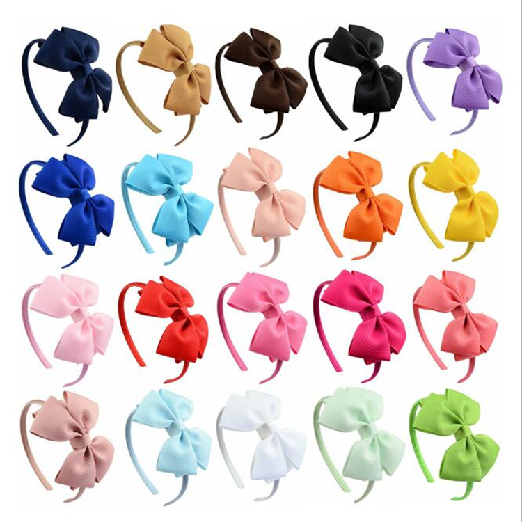 

4 inch Baby Girls Ribbon Bow Hairbands Princess Boutique Grosgrain Hair Accessories Girl Plastic Hairbands Double Bows Hair Sticks BFJ849, As pics show