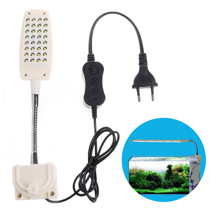 

32 LED Aquarium Fish Tank Light Clamp Clip Flexible White & Blue Lighting Lamp