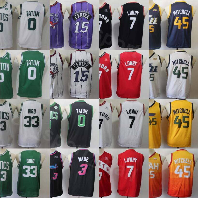 

Youth Kyle Lowry Jersey Donovan Mitchell Jayson Tatum Larry Bird Vince Carter Dwyane Wade Kids Basketball Shirt Green White Red Grey, Kids 45