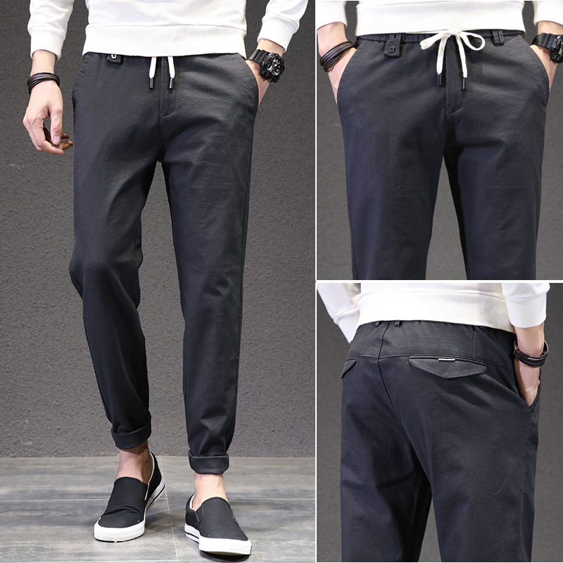 

2020 New Spring Summer Classic Men's Elastic thin Casual Pants Mens Business Dress Slim Fit Jogger Stretch Long Trousers Male, B6608 grey