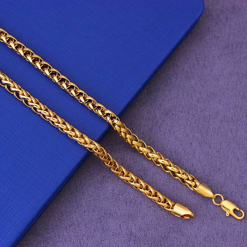

2020 New Gold Men's Necklace 6 mm Twisted Unique Design Original JH Brand Retro Fashion Men's Accessories 45 cm Clavicle Chain