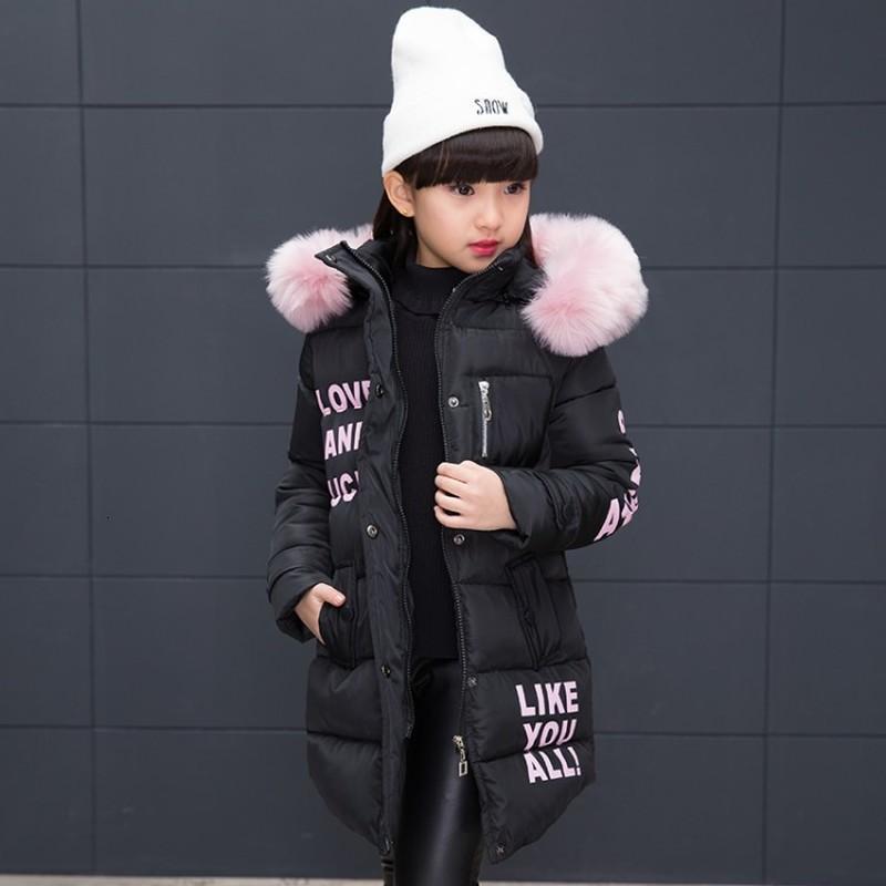 

New 2019 Fashion Children Winter Jacket Girl Winter Coat Kids Warm Thick Fur Collar Hooded long down Coats For Teenage WL1172, Red