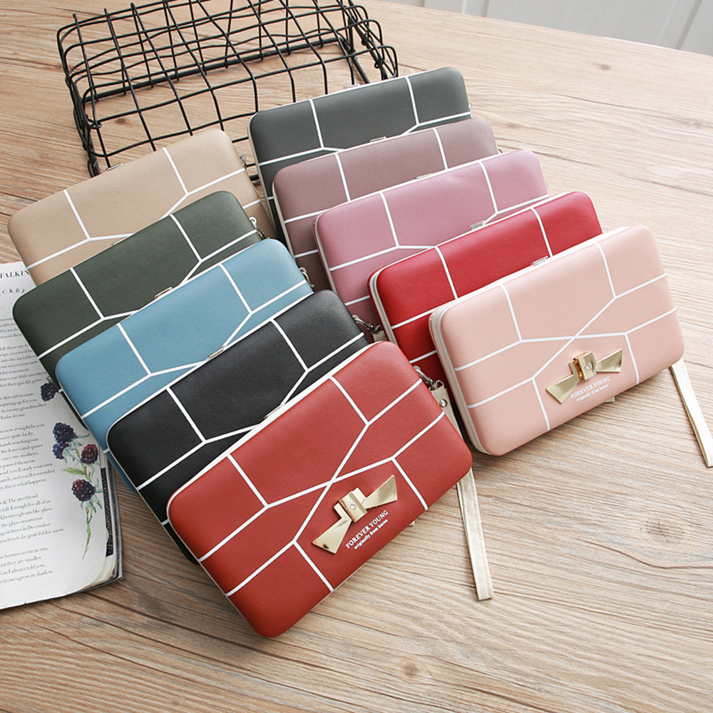 

Fashion Ladies Wristlets Long Clutches PU Leather Wallet Purses Handphone Pockets Card Slot Pocket Coin Pouches Girls Handbag Gifts, 10 colors for choice