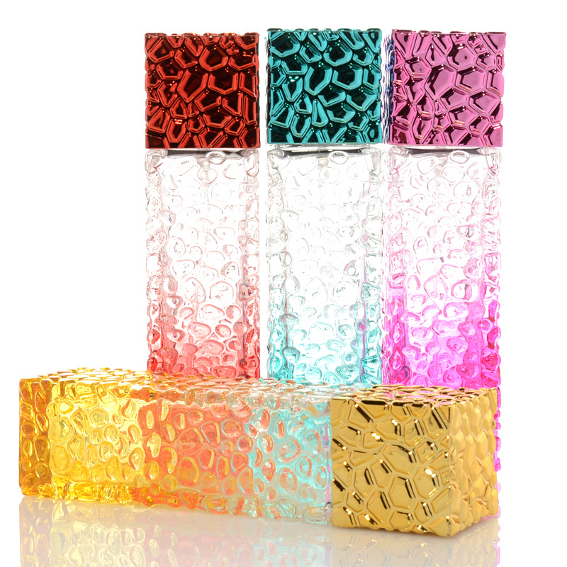 

Water Cube Design Empty Perfume Bottles 50ml Colorful Atomizer Spray Glass Refillable Bottle Travle Spray Scent Case