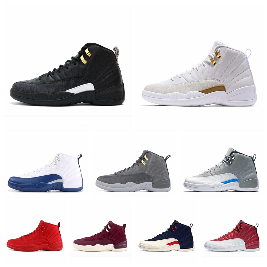 

men basketball shoes sneakers 12 12s Sneakers black white CNY PLAYOFF THE MASTER Gym red gamma blue trainers sports size7-13, Color:8