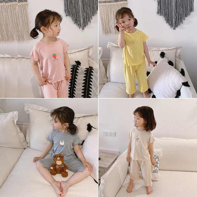 

1-7 Y Girl Pajama Set Child Kids Toddler Infant Baby Sleepwear Korean Style Solid Color Homewear Family Matching Outfits, Grey pajamas