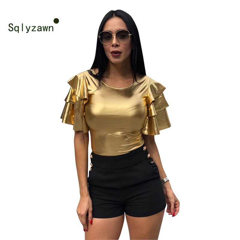 blusa dorada mujer