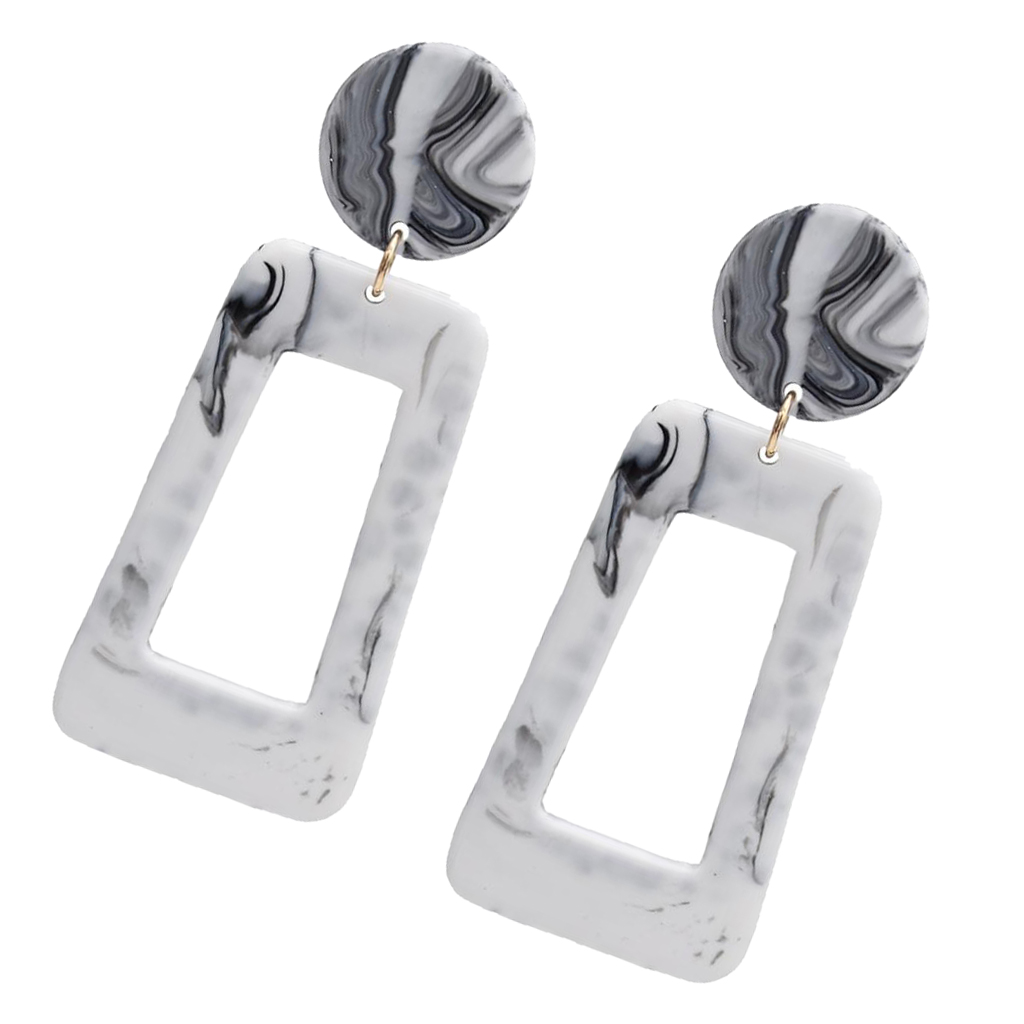 

Statement Long Rectangle Hollow Out Earring Ear Stud Dangle Fashionable Jewelry for Lady Girls