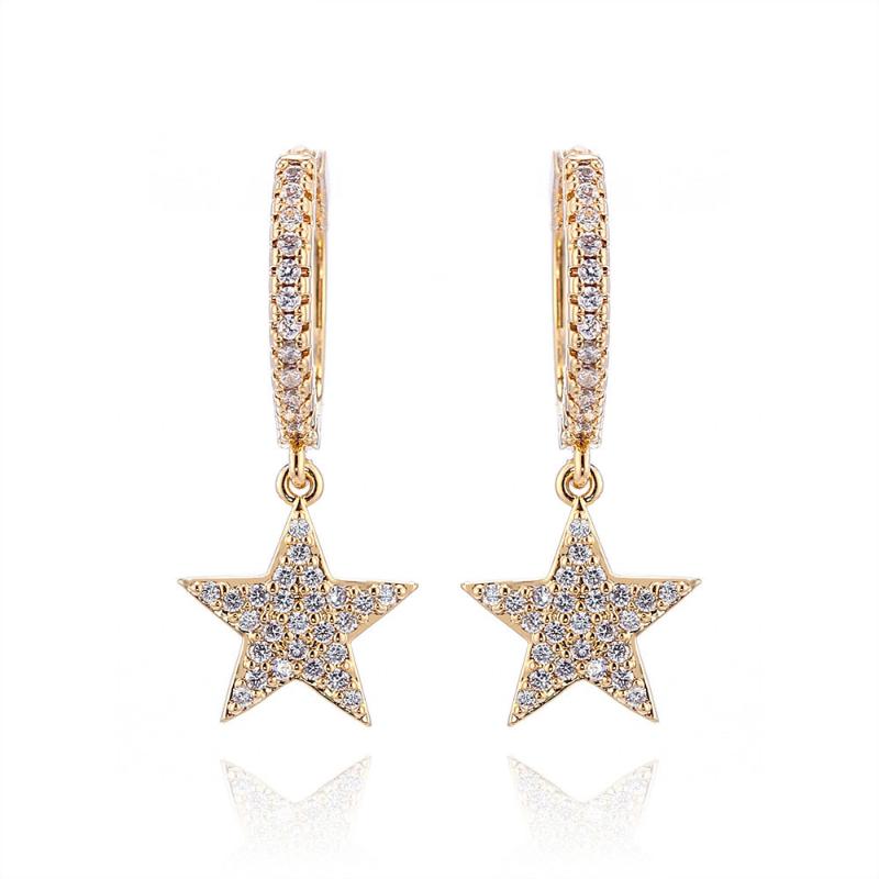 

Hoop & Huggie Trendy Zircon Gold Silver Star Earrings Classic Charm Round For Women Fashion Wedding Jewelry 2021 Pendientes