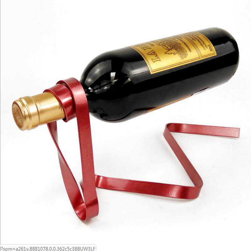 Magic Suspended Ribbon Wine Rack Suspension Wine Stand Novelty Iron Rack Bottle Holder Stand Bar Wedding Whiskey Stone Silk Rope-image-385896299