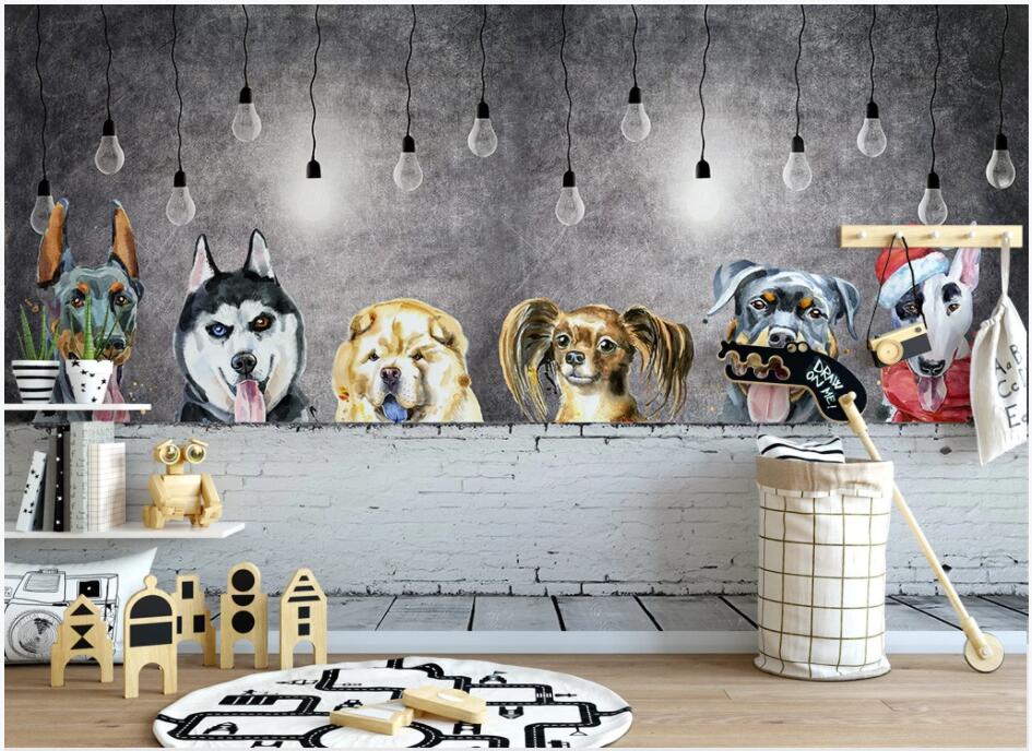 

3d wall murals wallpaper for walls 3 d Modern minimalist cute puppy animal background 3d wallpaer custom photo mural living room home decor, Non-woven wallpaper