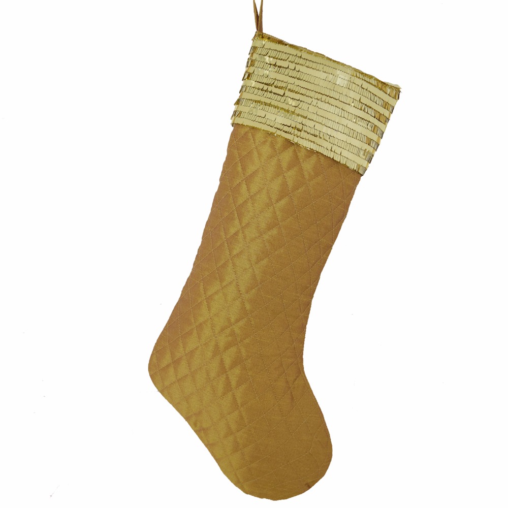 

Free Shipping Linen Slub Look diamond check quilted Stocking sequin blingbling cuff Stocking Burgundly/Gold Color