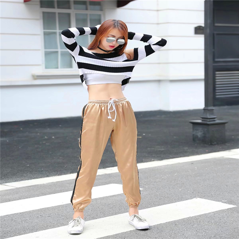 

Fashion Women Jogging Pants Running Training Pants Casual Loose Side Striped Long Sweatpants Sweat Women' Trousers, Black