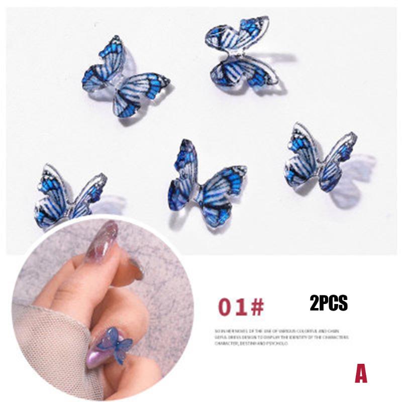 

2 Pcs 3D Nail Art Butterfly Stickers Glitters Manicure Art Tools Decoration MH88