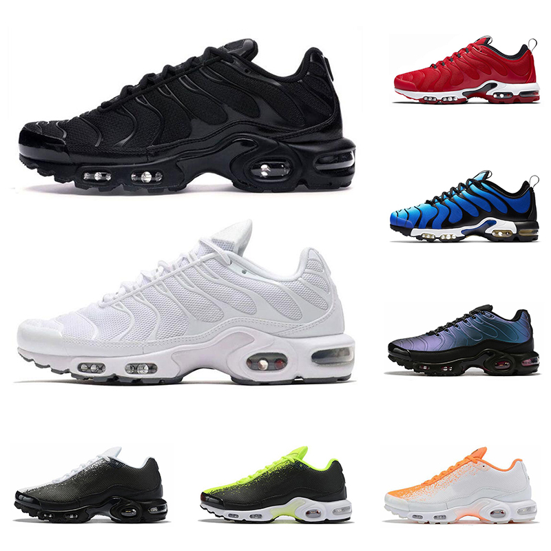 

2020 tn plus SE men running shoes triple black Hyper Blue White Crimson University Red mens trainer fashion sports sneaker runners, 1 triple black