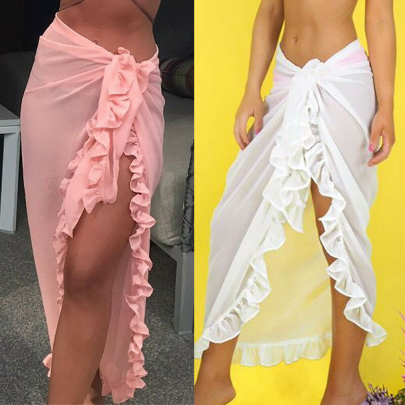 

Women High Waist Beach Bikini Cover Up Wrap Scarf Swimwear Pareo Sarong Dress