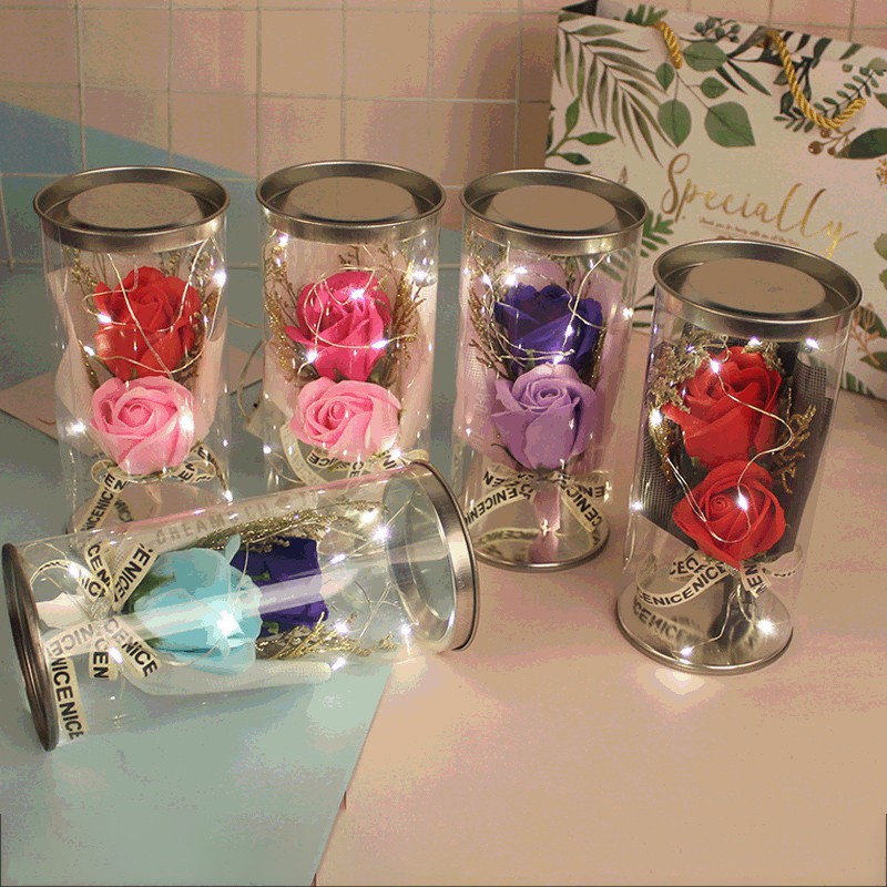 

Beautiful Roses For Anniversary Valentine flowers Soap Roses (with) Lights Artificial Floral Flower Bouquet