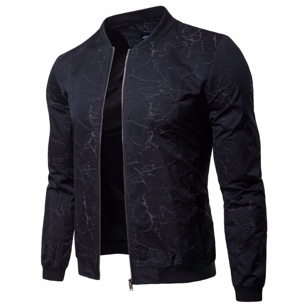 

2018 new men' spring and autumn coat fashion printing casual stand collar men' jacket tide models hot JK016, Navy blue
