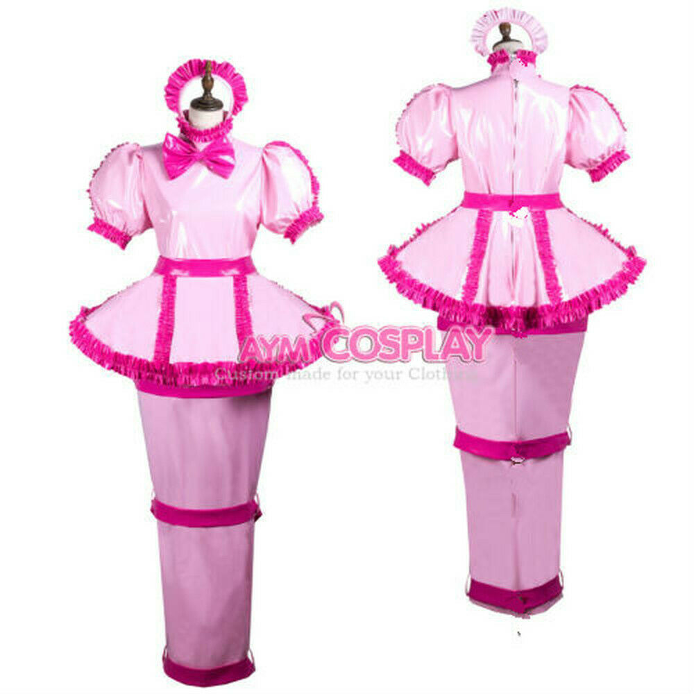 

Heavy PVC bondage dress hobble skirt cross dressers Tailor-made cosplay, Black