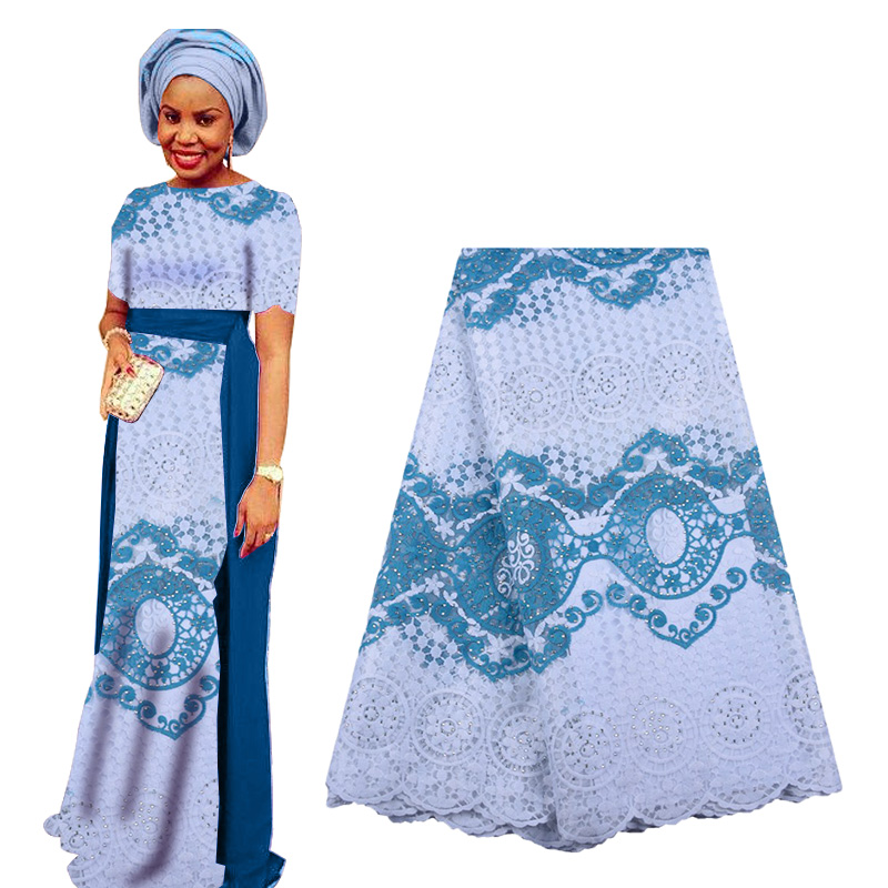 

Best Selling African Lace Fabric 2020 High Quality Nigerian French Lace fabric With Stones Embroidery Tulle For Wedding