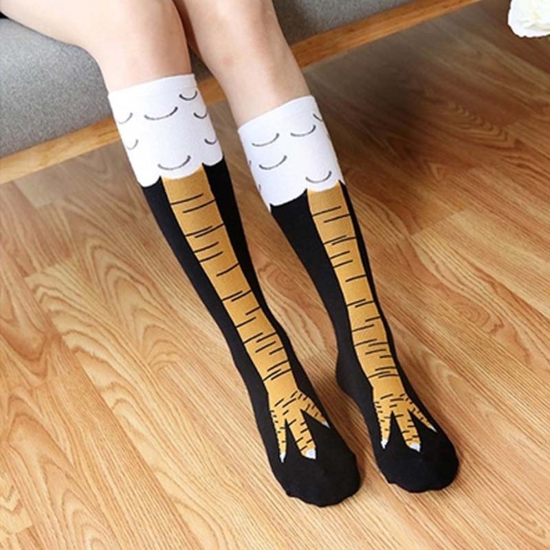 Creative New Women Chicken Socks With Chicken Print toe Trendy Women Fashion 3D Cartoon Thigh High Sale Chicken Toe Feet-image-435045682