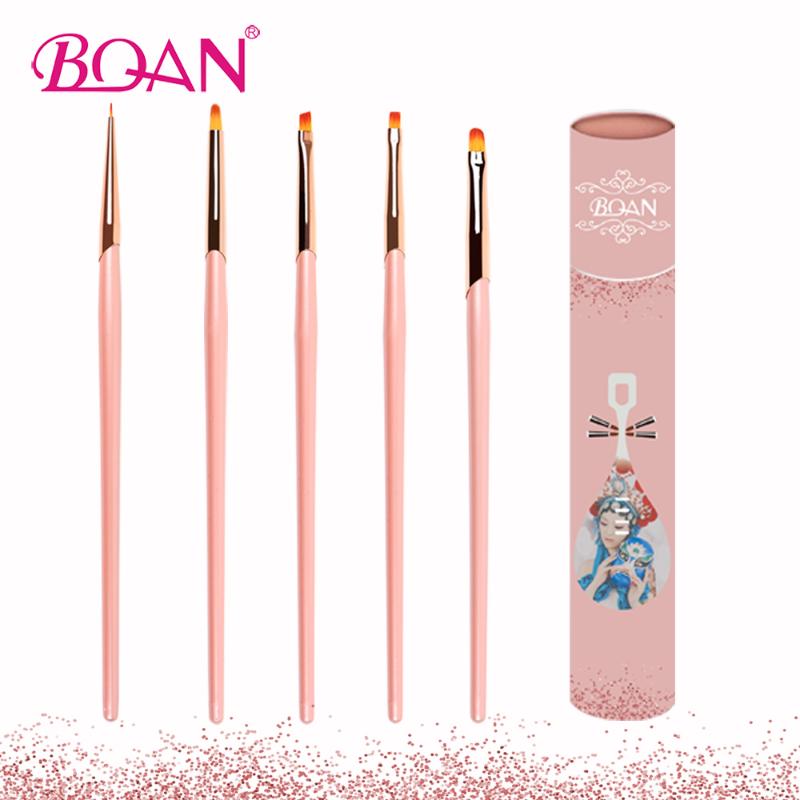 

BQAN 5 Pcs Nail Art Brushes Set #2/#4 Gel Nail Art Painting Liner Brush 5 mm Manicure Tool Paper Box Package Painting