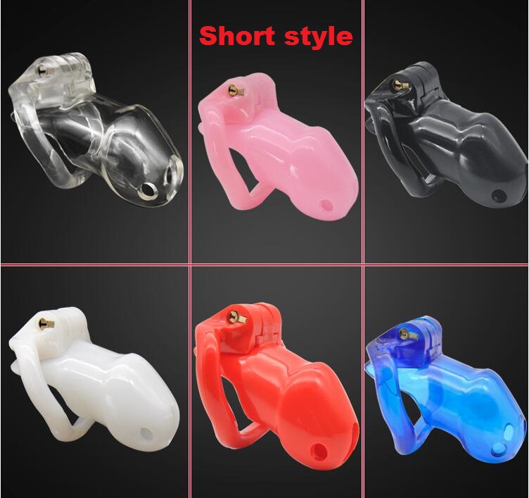 

Latest Short Male Resin Cock Cage With 4 Arc Penis Ring Chastity Belt Device Virginity Lock Adult Bondage BDSM Product Sex Toy 6 Color A239