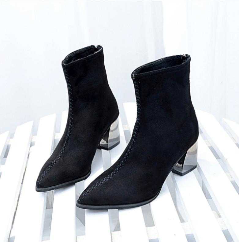 

High Heel Boots Women Winter Boots Warm High Heels Shoes Square Heel Women Ladies Ankle, Red