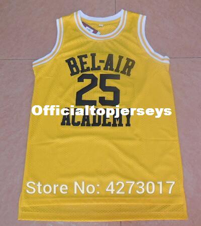 

OF The Fresh Prince 25 Carlton Banks Basketball Jerseys BEL-AIR BEL AIR Academy Movie Clothes (TV Sitcom) Black Yellow Ncaa