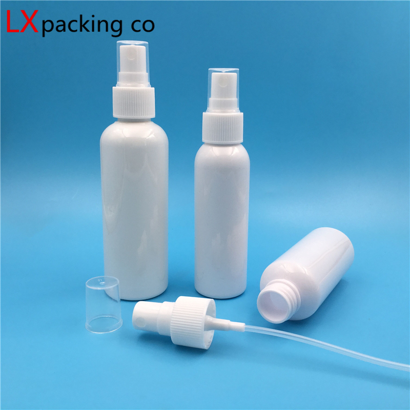 

100 pcs/lot Free Shipping 10 20 30 50 60 100 ml White Plastic Spray Perfume Bottles Empty Cosmetic Container