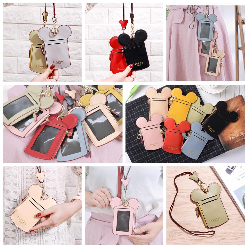 

10styles Mouse Ear Wallet Kids Purse Bags Girls Zipper Key Card Holder Coin Purse Child Phone Money Pouch Kids lanyard ST638, As pic