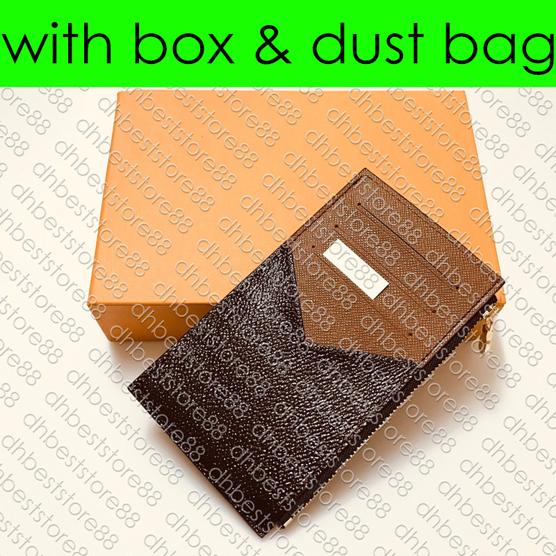 

M30271 COIN CARD HOLDER Designer Fashion Men Zipped Pocket Organizer Luxury Multiple Slender Marco Wallet Passport Cover Purse Pochette Cle, Brown with flowers