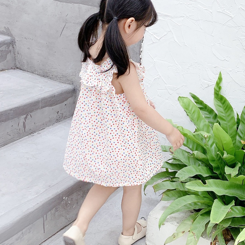 

Korean Multi Color Love Square Collar Lace Sleveeless Dress Hot Summer New Girl's Dress