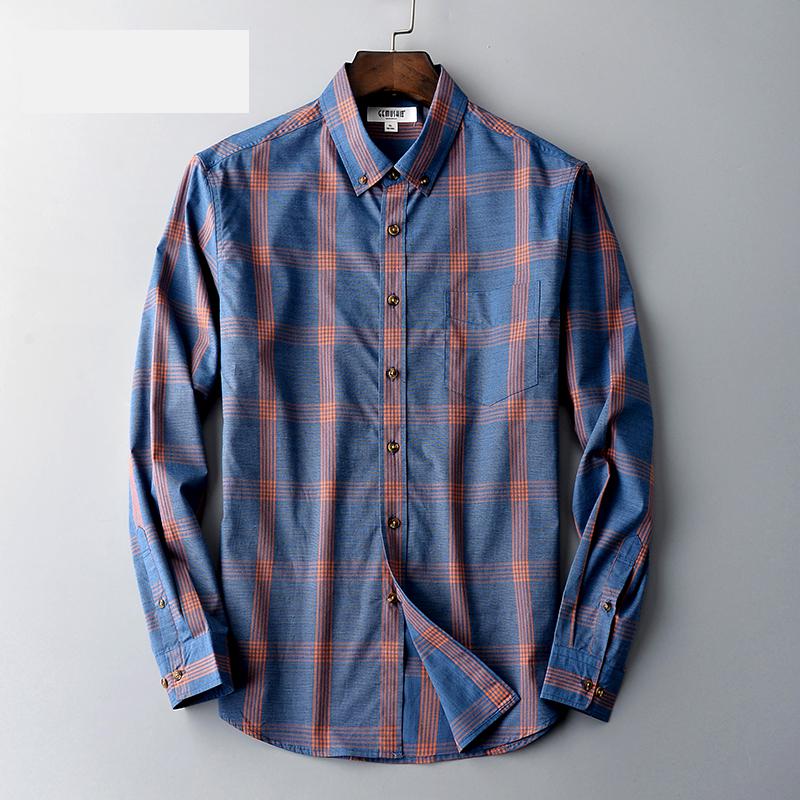 

2020 new arrival fashion Spring Men Long Sleeve Casual Shirts Pure Cotton Plaid Single Breasted autumn plus size -3XL4XL5XL6XL, L132