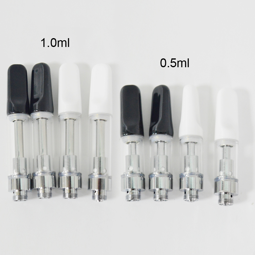 

Ceramic Vape Cartridges 0.5ml 0.8ml 1ml Thick Oil Cartridge Empty Atomizers Vapes Pens Vaporizers Carts Black White Tip 510 Thread E-cigaret