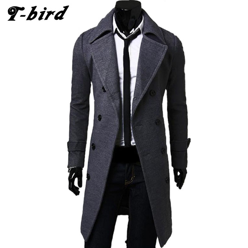 T-bird Jacket Men Winter 2017 Coat Male Bomber Jacket Men Double-Breasted Long Section Brand Outwear Cotton Jackets ZJXKS