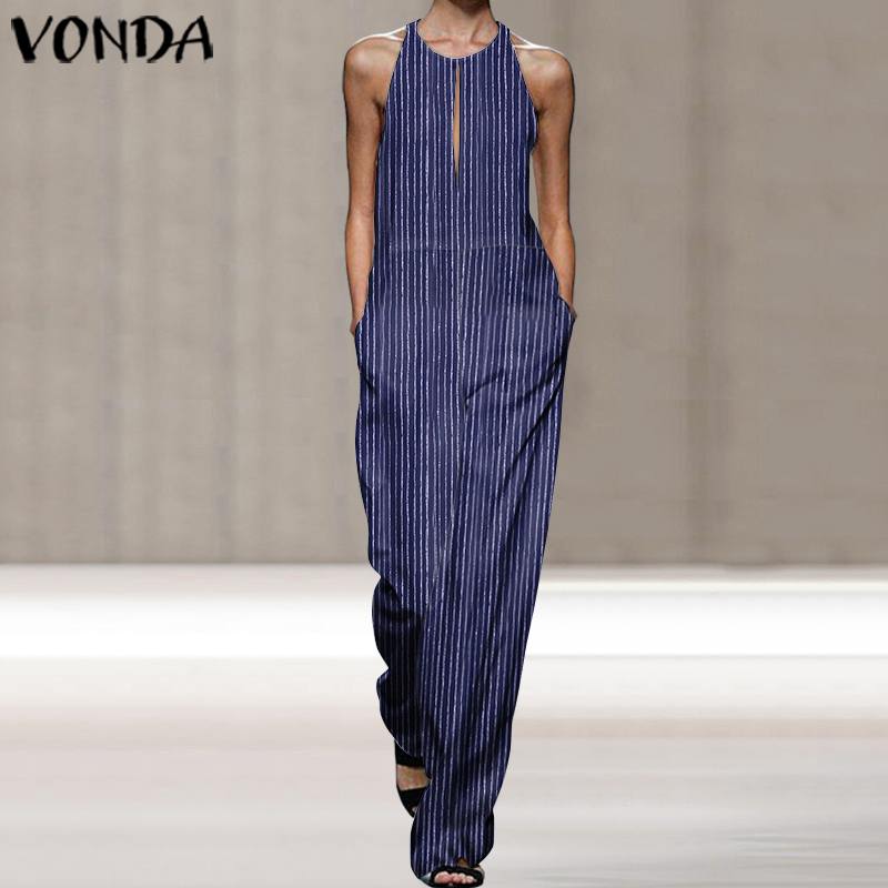 

Women Rompers VONDA 2020 Sexy Ladies Office Party Playsuits Femme Bohemian Overalls Woman Trousers Sleeveless Jumpsuits, Black